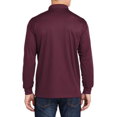 Yellow Rooster Men's Polyester Tricot Micropique Sport-Wick Long Sleeve Moisture Wicking Polo T-shirt