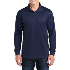 Yellow Rooster Men's Polyester Tricot Micropique Sport-Wick Long Sleeve Moisture Wicking Polo T-shirt