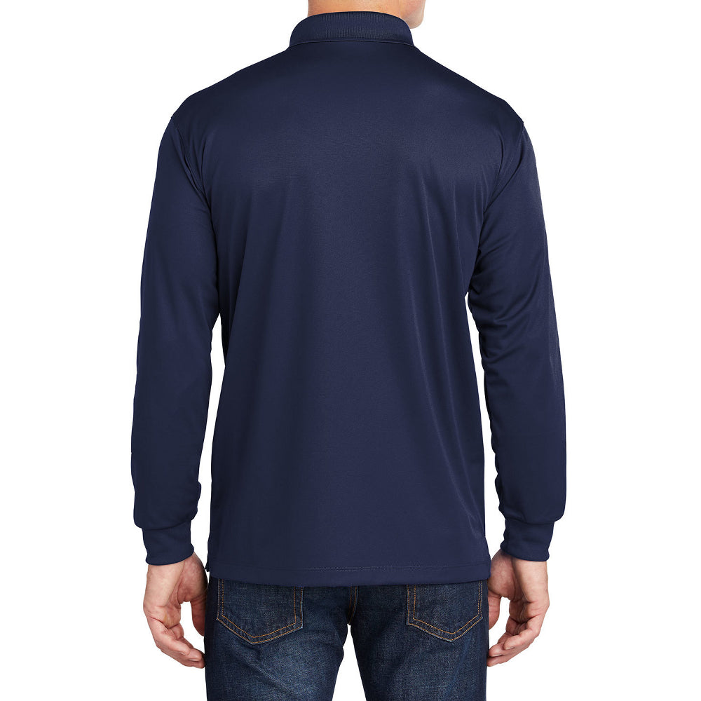 Yellow Rooster Men's Polyester Tricot Micropique Sport-Wick Long Sleeve Moisture Wicking Polo T-shirt