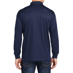 Yellow Rooster Men's Polyester Tricot Micropique Sport-Wick Long Sleeve Moisture Wicking Polo T-shirt