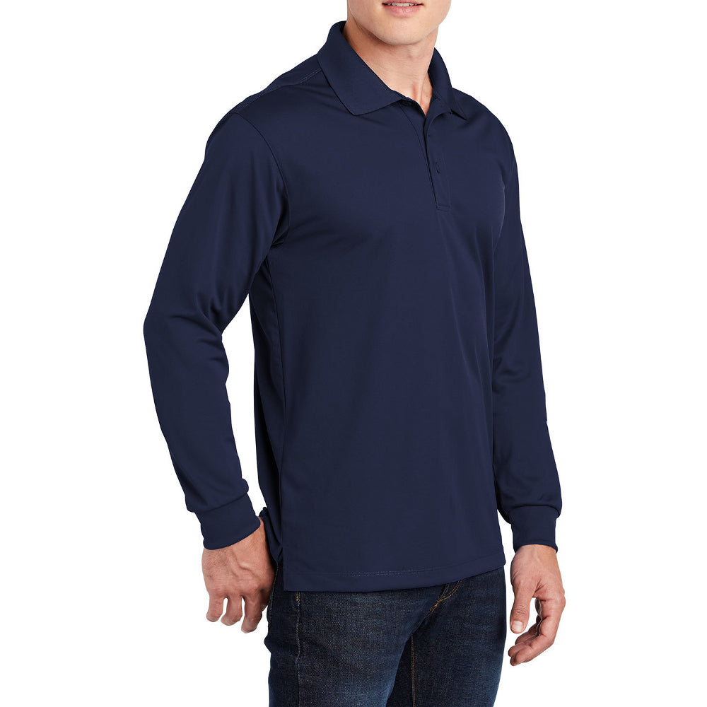 Yellow Rooster Men's Polyester Tricot Micropique Sport-Wick Long Sleeve Moisture Wicking Polo T-shirt