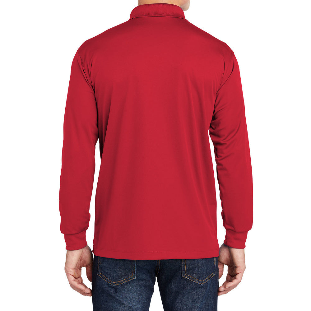 Yellow Rooster Men's Polyester Tricot Micropique Sport-Wick Long Sleeve Moisture Wicking Polo T-shirt