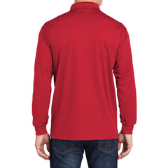 Yellow Rooster Men's Polyester Tricot Micropique Sport-Wick Long Sleeve Moisture Wicking Polo T-shirt