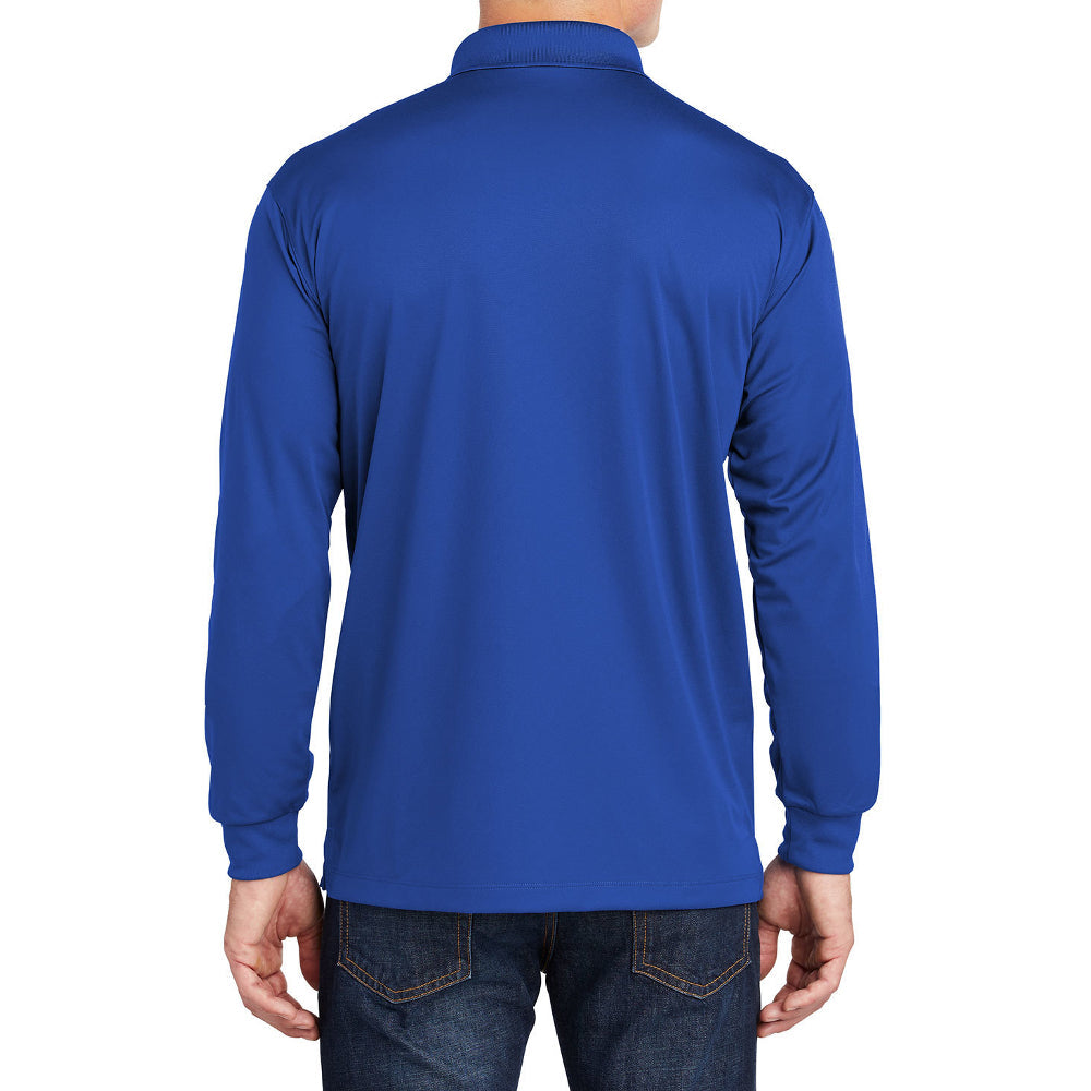 Yellow Rooster Men's Polyester Tricot Micropique Sport-Wick Long Sleeve Moisture Wicking Polo T-shirt