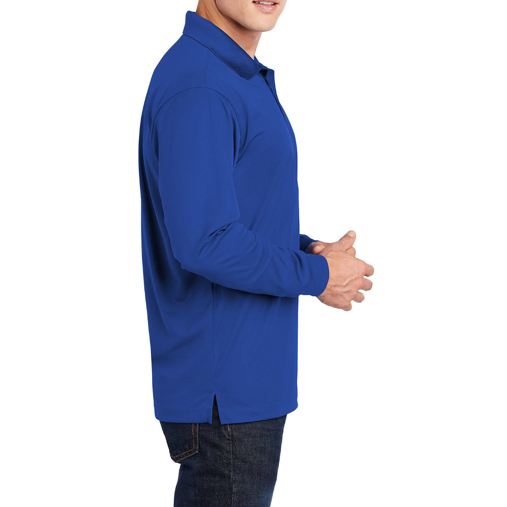Yellow Rooster Men's Polyester Tricot Micropique Sport-Wick Long Sleeve Moisture Wicking Polo T-shirt