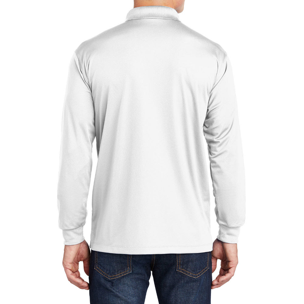 Yellow Rooster Men's Polyester Tricot Micropique Sport-Wick Long Sleeve Moisture Wicking Polo T-shirt