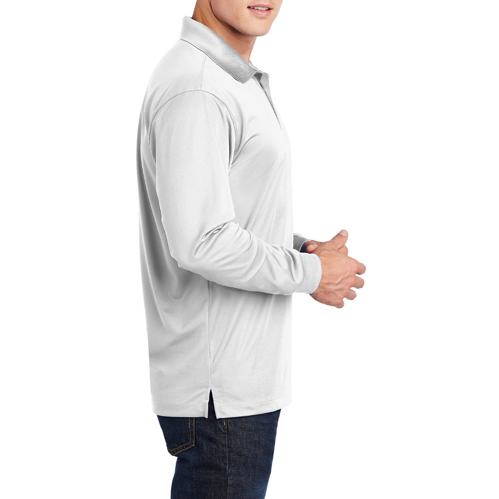 Yellow Rooster Men's Polyester Tricot Micropique Sport-Wick Long Sleeve Moisture Wicking Polo T-shirt