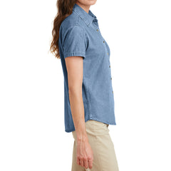 YEL oose Women's Short Sleeve Value Denim Shirt Faded Blue