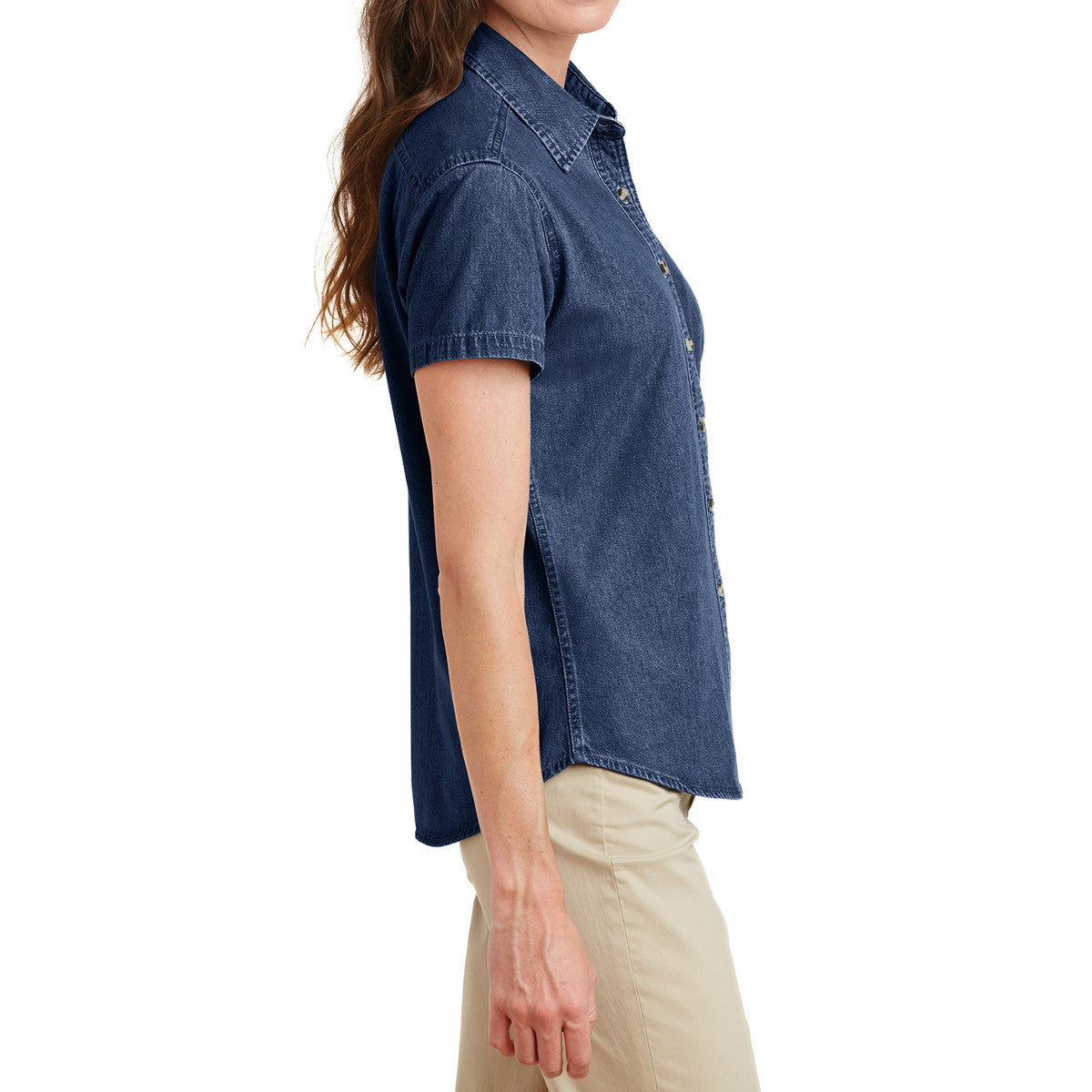 YEL oose Women's Short Sleeve Value Denim Shirt Ink Blue