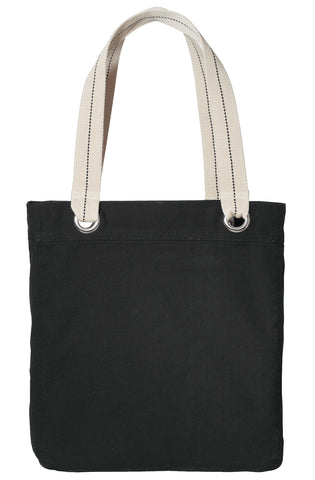 Allie Tote Bag – Cotton Canvas with Striped Handles & Zippered Pocket for Everyday Use