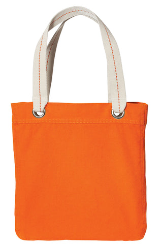 Allie Tote Bag – Cotton Canvas with Striped Handles & Zippered Pocket for Everyday Use