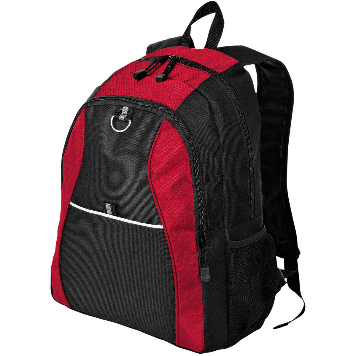 Unique Texture Contrast Honeycomb Backpack Red/Black