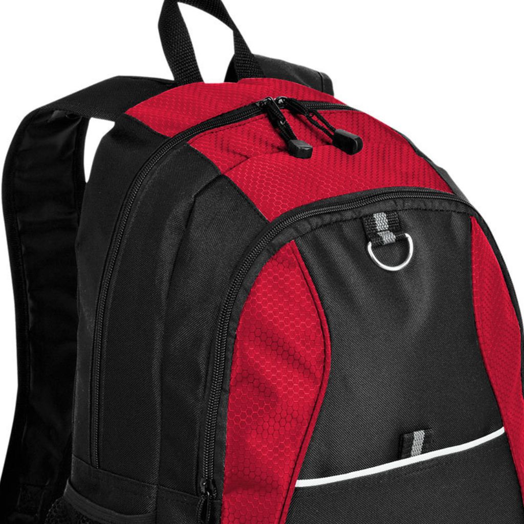 Unique Texture Contrast Honeycomb Backpack Red/Black