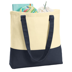 Colorblock Cotton Tote Modern Style with Everyday Function