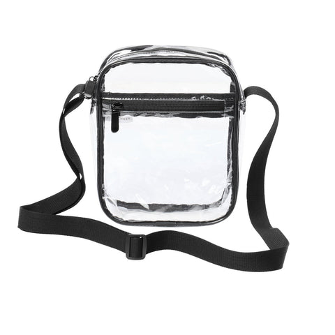 Clear Crossbody Bag with Polyester Trim Adjustable Strap