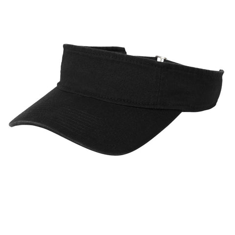 Unisex Fashion Visor Washed Cotton Twill 3-Panel Design for Lived-In Look Self-Fabric Sweatband-Black