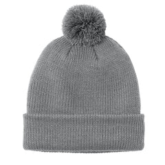 Stylish Cozy Pom Beanie for Cold Weather - Gusty Grey