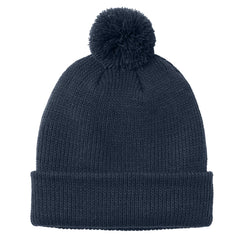 Stylish Cozy Pom Beanie for Cold Weather - River Blue Navy