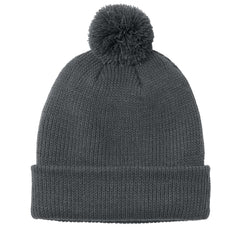 Stylish Cozy Pom Beanie for Cold Weather - Storm Grey