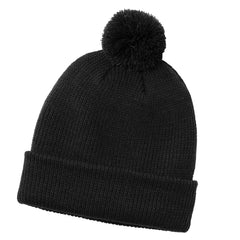 Stylish Cozy Pom Beanie for Cold Weather - Deep Black