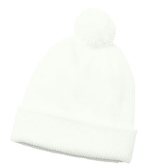 Stylish Cozy Pom Beanie for Cold Weather - Marshmallow