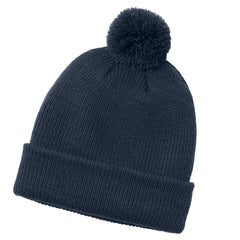 Stylish Cozy Pom Beanie for Cold Weather - River Blue Navy