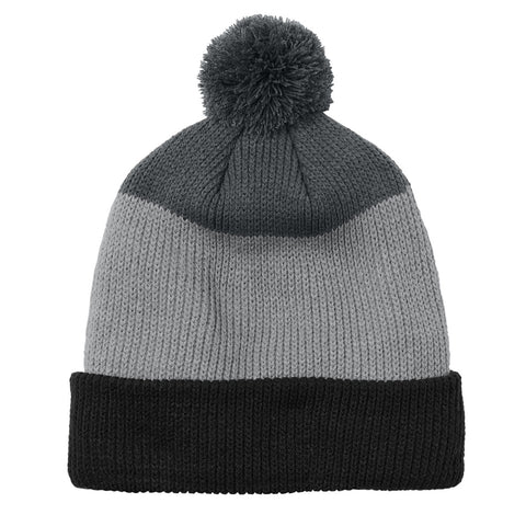 Warm Soft & Cozy Pom Beanie - Deep Black-Gusty Grey-Storm Grey