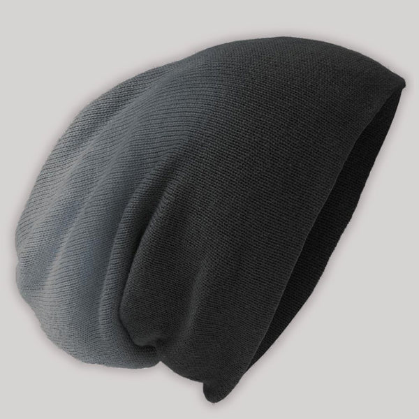 Black Dip Dye Slouch Beanie – Soft Knit Winter Hat for Men & Women