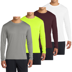 Men’s Casual UPF 50 Long Sleeve Performance T-Shirt Pack of 4