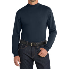 Men's Casual Long Sleeve Interlock Knit Coller Mock Turtleneck Sweaters Navy-Front
