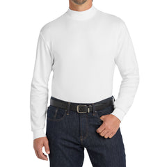 Men's Casual Long Sleeve Interlock Knit Coller Mock Turtleneck Sweaters White-Front