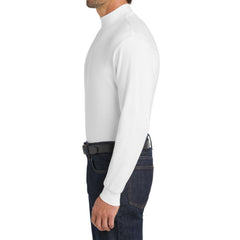 Men's Casual Long Sleeve Interlock Knit Coller Mock Turtleneck Sweaters White-Front