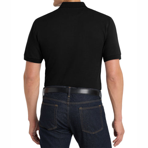 Men's Heavyweight Short Sleeve Cotton Pique Knit Polo Shirt with Pocket