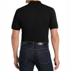 Men's Heavyweight Short Sleeve Cotton Pique Knit Polo Shirt with Pocket
