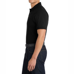 Men's Heavyweight Short Sleeve Cotton Pique Knit Polo Shirt with Pocket