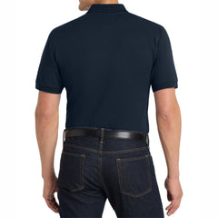 Men's Heavyweight Short Sleeve Cotton Pique Knit Polo Shirt with Pocket