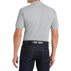 Men's Heavyweight Short Sleeve Cotton Pique Knit Polo Shirt with Pocket