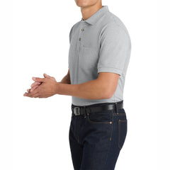 Men's Heavyweight Short Sleeve Cotton Pique Knit Polo Shirt with Pocket