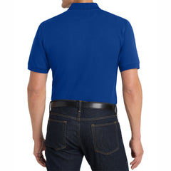 Men's Heavyweight Short Sleeve Cotton Pique Knit Polo Shirt with Pocket
