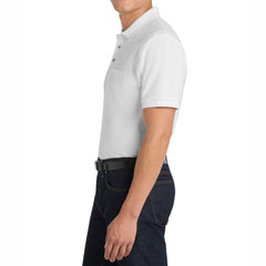 Men's Heavyweight Short Sleeve Cotton Pique Knit Polo Shirt with Pocket