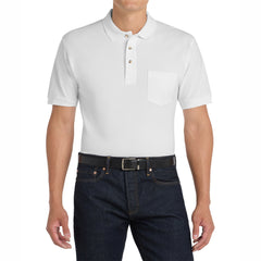 Men's Heavyweight Short Sleeve Cotton Pique Knit Polo Shirt with Pocket