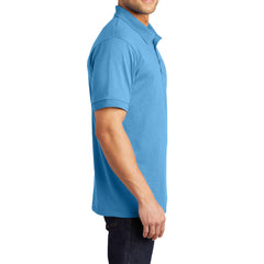 Men's Tall Core Blend Jersey Knit Polo Cotton-Poly Stain-Release Finish Recycled Polyester Rib Knit Collar and Cuffs 3-Button Placket-Aquatic Blue