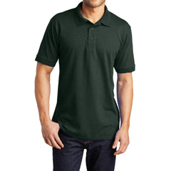 Men's Tall Core Blend Jersey Knit Polo Cotton-Poly Stain-Release Finish Recycled Polyester Rib Knit Collar and Cuffs 3-Button Placket-Dark Green