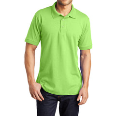 Men's Tall Core Blend Jersey Knit Polo Cotton-Poly Stain-Release Finish Recycled Polyester Rib Knit Collar and Cuffs 3-Button Placket-Lime