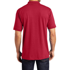 Men's Tall Core Blend Jersey Knit Polo Cotton-Poly Stain-Release Finish Recycled Polyester Rib Knit Collar and Cuffs 3-Button Placket-Red