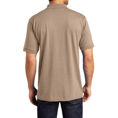 Men's Tall Core Blend Jersey Knit Polo Cotton-Poly Stain-Release Finish Recycled Polyester Rib Knit Collar and Cuffs 3-Button Placket-Sand