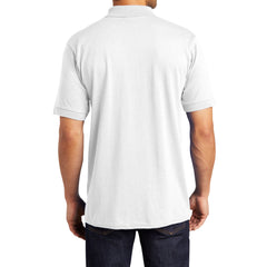Men's Tall Core Blend Jersey Knit Polo Cotton-Poly Stain-Release Finish Recycled Polyester Rib Knit Collar and Cuffs 3-Button Placket-White