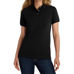 Women's Short Sleeve Heavyweight Cotton Soft Pique Polo T-shirt Black