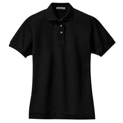 Women's Short Sleeve Heavyweight Cotton Soft Pique Polo T-shirt Black
