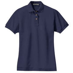 Women's Short Sleeve Heavyweight Cotton Soft Pique Polo T-shirt Navy